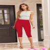 Hybrid & Company Womens Super Comfy Stretch Pull On Millennium Twill Capri Shorts KQ44972X RED 3X view 3