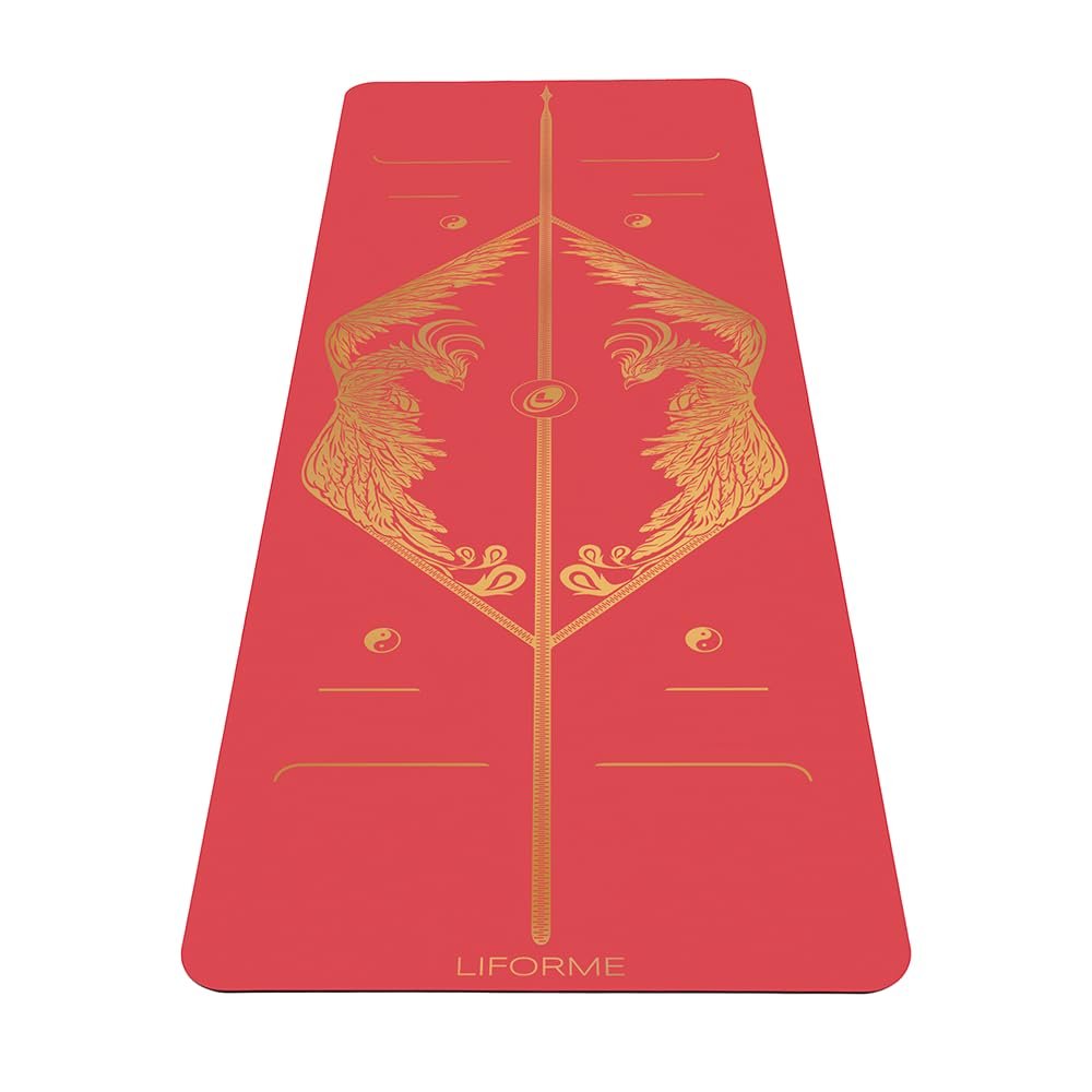 Liforme Zodiac New Year Collection - Free Yoga Bag, Patented Alignment System, Warrior-like Grip, Non-Slip, Eco-friendly, Sweat-resistant, Long, Wide and Thick for Comfort - Phoenix
