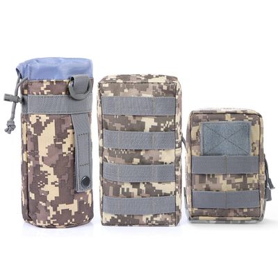 Gogoku 3-Pack Combo Molle Pouch Water Bottle Pouch Holder Tactical Molle Pouches Compact Utility EDC Waist Bag Pack ACU