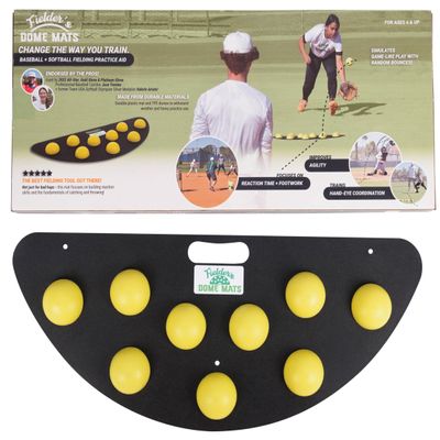 Fielder's Dome Mat  Baseball and Softball Bad Hop Training Equipment for Fielding Practice, Agility, Hand-Eye Coordination and Reaction Speed. Durable, Multi-Surface Compatible. 33.5" x 14" x 1.75"