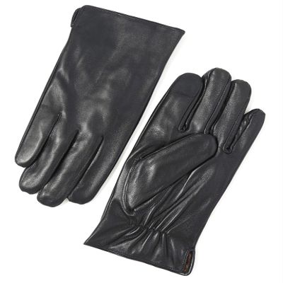 YISEVEN Men's Touchscreen Sheepskin Winter Leather Gloves Flat Design Fleece Fur Lined Luxury Plain Stylish Soft Hand Warm Fur Heated Lining Dress Driving Motorcycle Work Gifts, Black 8.5"/S