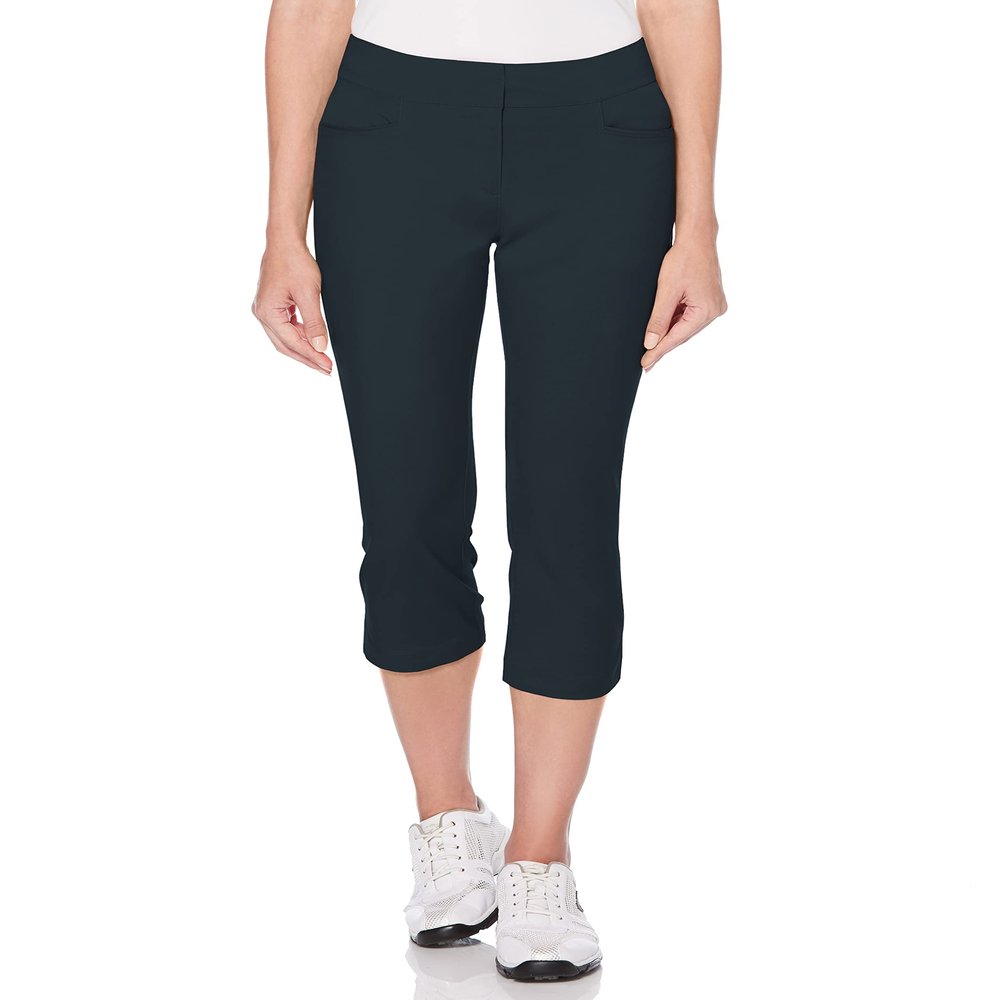 PGA Tour Women's Woven Capri Pant, Black Iris, 6