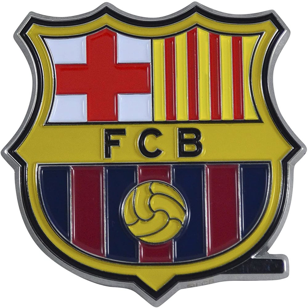 Auto Emblem Decal Compatible with FC Barcelona Premium Solid Metal Color Raised Soccer Barca Football Club