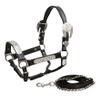 Showman YearlingSmall Horse Dark Leather Show Halter with Lead view 1