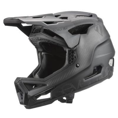 7iDP Project 23 Carbon Full Face Mountain Biking Helmet, Black & Raw Carbon (Small)