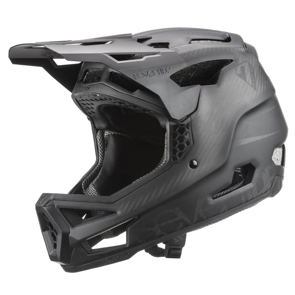 7iDP Project 23 Carbon Full Face Mountain Biking Helmet, Black & Raw Carbon (Small)