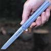 TACTICAL GEARZ Titanium Pocket Knife, Solid Tc4 Titanium Handle, D2 Steel Tanto Blade, Includes Sheath (Seren Midnight Blue) view 2