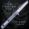 TACTICAL GEARZ Titanium Pocket Knife, Solid Tc4 Titanium Handle, D2 Steel Tanto Blade, Includes Sheath (Seren Midnight Blue) view 4