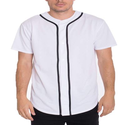 WEIV GEAR Mens Baseball Jersey  Button Down Short Sleeve T-Shirts Active Team Sports Uniforms Plain Tee Top STS0171 WHTBLK 2XL
