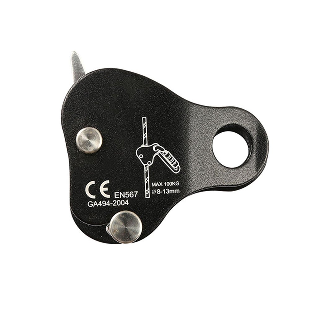 QKDS Climbing Rope Grab, High Strength Self Locking Safety Protective, Climbing Ascender Fall Protection Belay Device Climbing Rope Grip Clamp for Rock Climbing Mountaineering(Black)