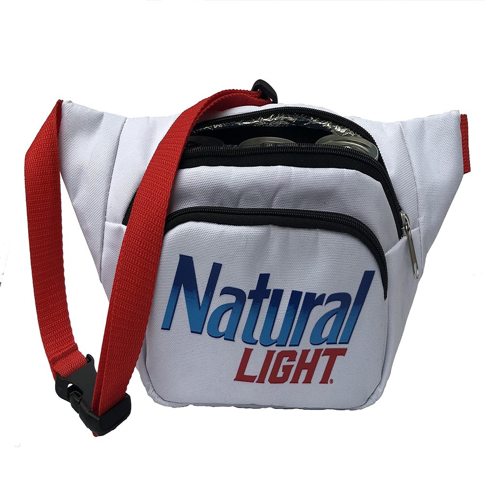 Natural Light Fanny Pack Cooler, Insulated Fanny Pack for Beer and Beverages, Portable Cooler for Outdoors, Camping and Parties