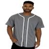 WEIV GEAR Mens Baseball Jersey  Button Down Short Sleeve T-Shirts Active Team Sports Uniforms Plain Tee Top STS0171 GRYWHT M view 1