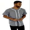 WEIV GEAR Mens Baseball Jersey  Button Down Short Sleeve T-Shirts Active Team Sports Uniforms Plain Tee Top STS0171 GRYWHT M view 2