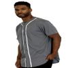 WEIV GEAR Mens Baseball Jersey  Button Down Short Sleeve T-Shirts Active Team Sports Uniforms Plain Tee Top STS0171 GRYWHT M view 3