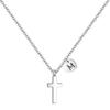 AILAAILA Tiny Cross Necklace for Little Girls Heart Initial Necklace Letter Stainless Steel Pendant Jewelry First Communion Baptism Gifts Christmas Gifts for Teens Women Silver M view 1