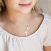 AILAAILA Tiny Cross Necklace for Little Girls Heart Initial Necklace Letter Stainless Steel Pendant Jewelry First Communion Baptism Gifts Christmas Gifts for Teens Women Silver M view 2