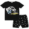 MyFav Boys Short Sleeve Pajamas Kids Summer Clothes Sleepwear Glow in Dark Short Pjs Set, Waves, 12Y view 1