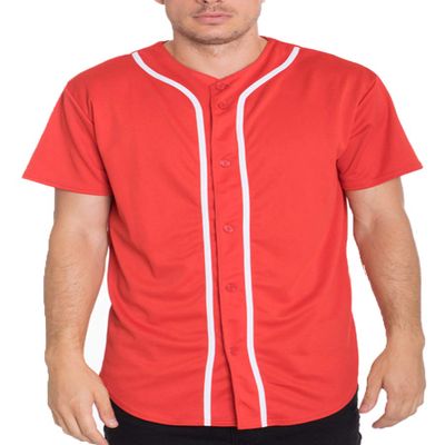 WEIV GEAR Mens Baseball Jersey  Button Down Short Sleeve T-Shirts Active Team Sports Uniforms Plain Tee Top STS0171 LREDWHT M