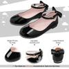 Bigwow Girls Black Dress Shoes Ballet Flats Mary Jane Princess Shoes for School Uniform Church Wedding with Ankle Strap Big Kids Size 5 view 3