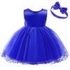 0-6 Years Baby Girls Pageant Lace Dresses Toddler Formal Dress with Headwear 18M 24M Royal Blue 90 view 4