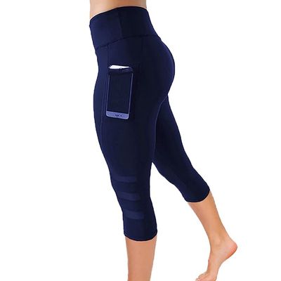 Familyhouse Women's Capris Leggings Workout Running Leggings Cropped Yoga Pants Sports Tights Gym Leggings (Navy Blue,XL)