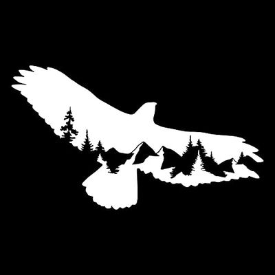 Hawk Raptor Eagle Mountain Scene Wings NOK Decal Vinyl Sticker |Cars Trucks Walls Laptop|White |7.5 x 4.3 in|NOK1567