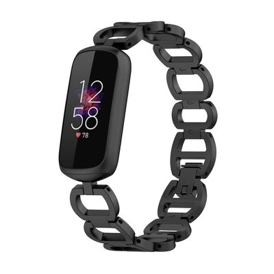 Compatible with Fitbit Luxe Band Adjustable Stainless Steel Parker Link Bracelet Replacement Wristbands Classy Dressy Straps for Luxe Accessories for Women(Black)