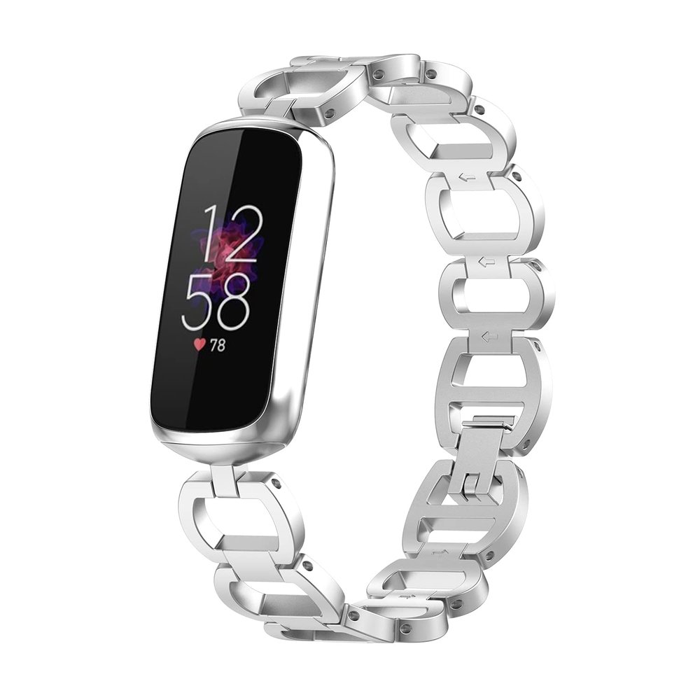 Compatible with Fitbit Luxe Band Adjustable Stainless Steel Parker Link Bracelet Replacement Wristbands Classy Dressy Straps for Luxe Accessories for Women(Silver)