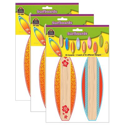 Teacher Created Resources Surfboards Accents, 30 Per Pack, 3 Packs