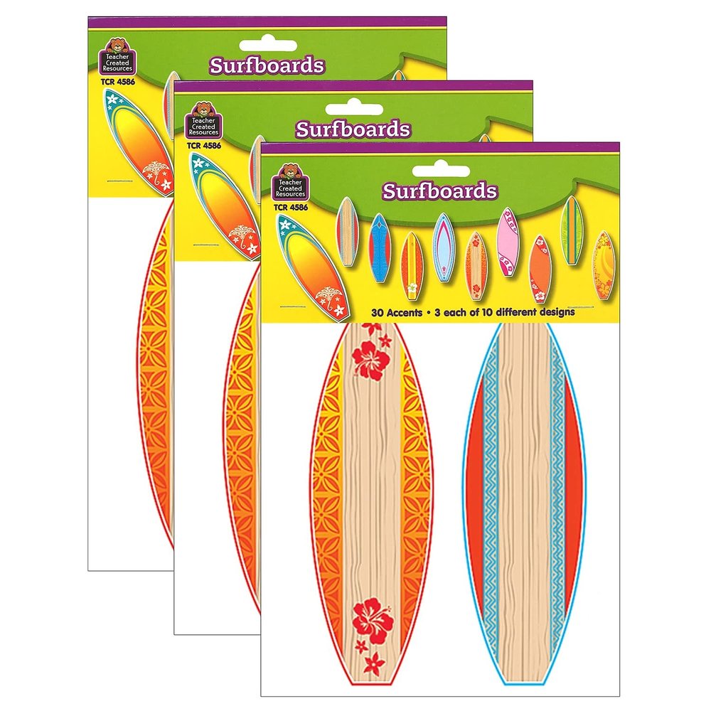 Teacher Created Resources Surfboards Accents, 30 Per Pack, 3 Packs