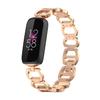 Stainless Steel Bands Compatible for Fitbit Luxe, Dressy Fancy Cowboy Chain Metal Bracelet for Luxe Accessories, Women Man (RoseGold) view 1
