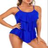 Century Star Womens Athletic One Piece Retro Flounce Swimsuits Ruffled Tiered Tummy Control Swimwear Plus Bathing Suits Blue Flounce 12-14 view 3