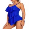 Century Star Womens Athletic One Piece Retro Flounce Swimsuits Ruffled Tiered Tummy Control Swimwear Plus Bathing Suits Blue Flounce 12-14 view 4