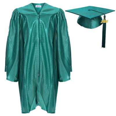 Newrara Unisex Shiny Kindergarten Graduation Gown Cap with Tassel (24, Green)