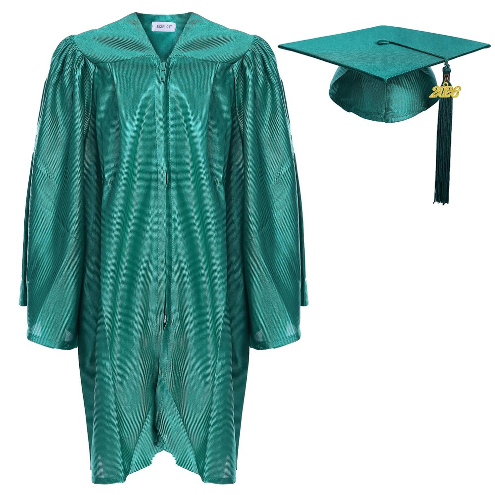 Newrara Unisex Shiny Kindergarten Graduation Gown Cap with Tassel (24, Green)