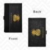 ALAZA Gold Pineapple Fruit Black Business Card Holder Leather, Stainless Steel Slim Pocket Wallet Business Card Carrier Case Holder view 4