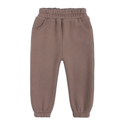 Kids Brushed Fleece Active Pants Child Thick Cotton Jogger Elastic Waist Pocket Sweatpants Solid Long Trousers