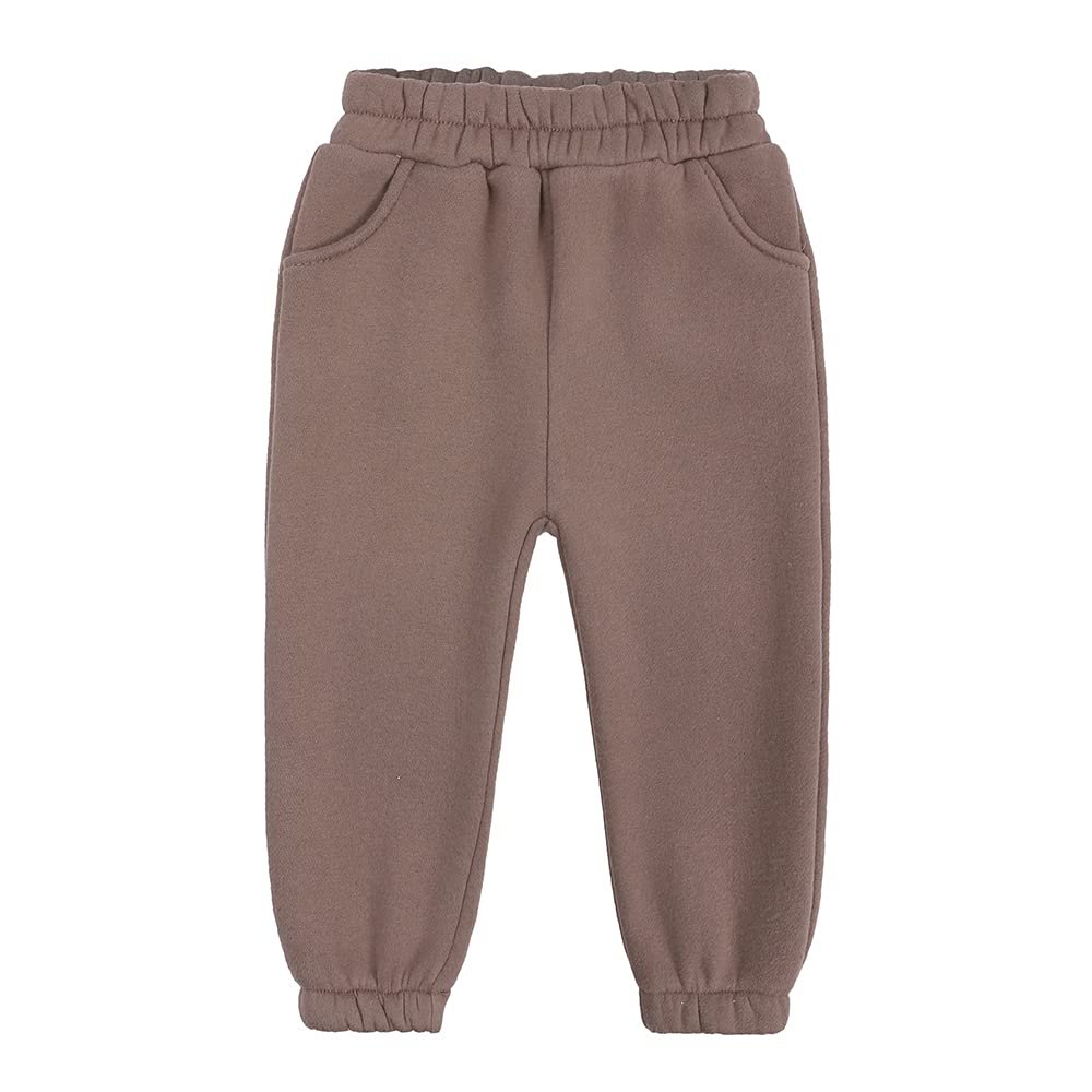 Kids Brushed Fleece Active Pants Child Thick Cotton Jogger Elastic Waist Pocket Sweatpants Solid Long Trousers