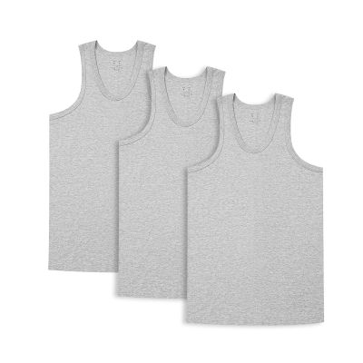 HomyComy Men's 100% Cotton Tank Top Sleeveless Crewneck A-Shirts Basic Solid Undershirts Vest 3 Pack Grey