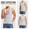 HomyComy Men's 100% Cotton Tank Top Sleeveless Crewneck A-Shirts Basic Solid Undershirts Vest 3 Pack Grey view 2