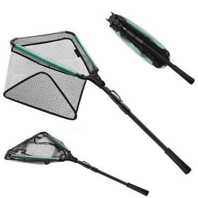 KOMCLUB Floating Fishing Net,70.8 Inch Collapsible Fishing Net for Fish with Telescopic Rod Handle Rubber Coated Landing Net for Easy Catch & Release Kids Saltwater and Freshwater Use