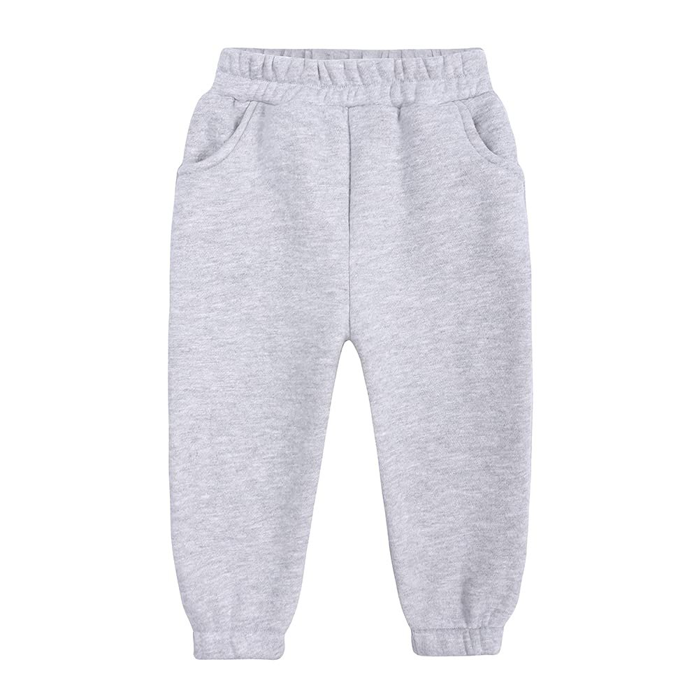Kids Brushed Fleece Active Pants Child Thick Cotton Jogger Elastic Waist Pocket Sweatpants Solid Long Trousers