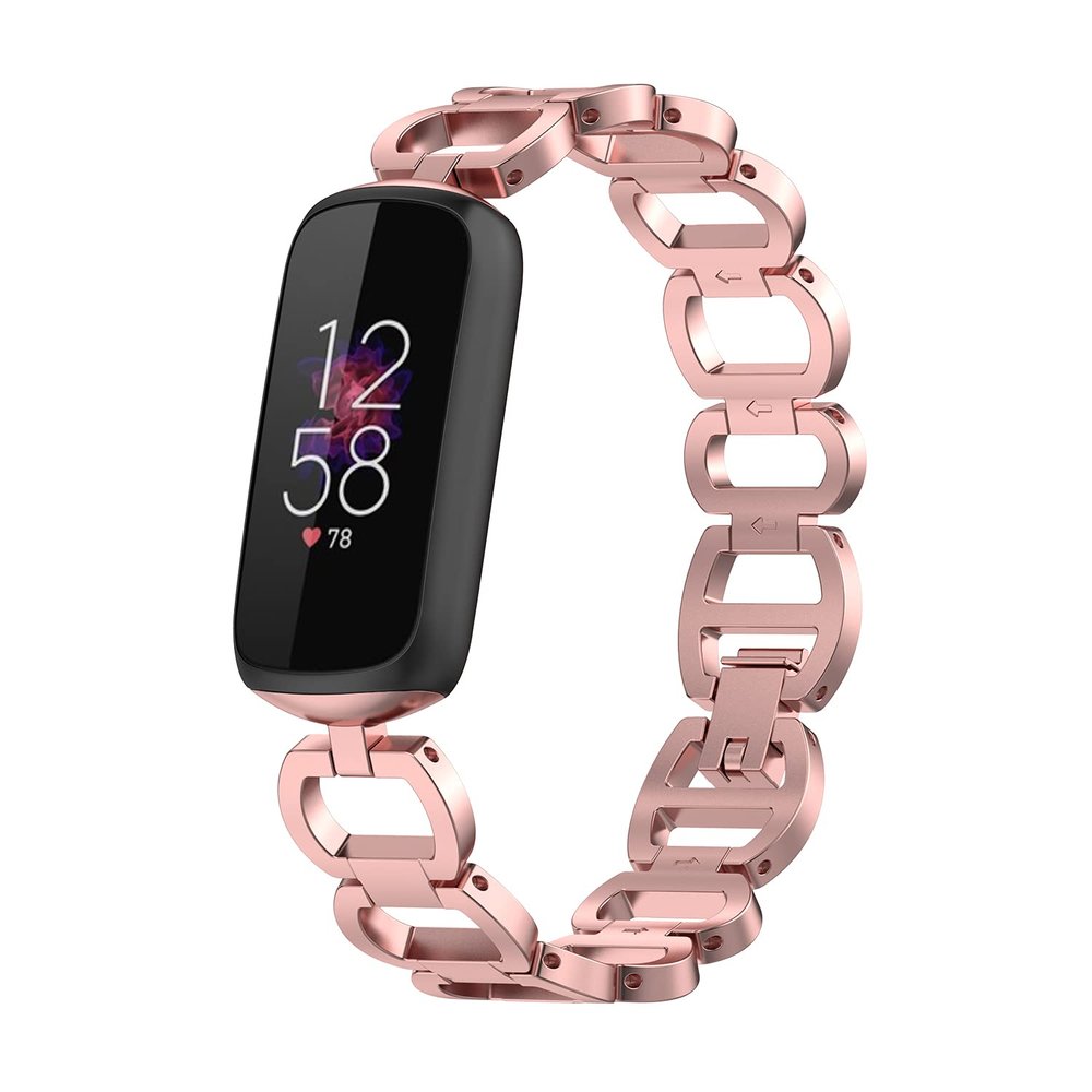 Compatible with Fitbit Luxe Band Adjustable Stainless Steel Parker Link Bracelet Replacement Wristbands Classy Dressy Straps for Luxe Accessories for Women(RosePink)