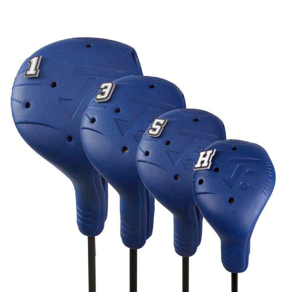 FRANKTECH Golf Head Covers, EVA Plastic Golf Club Covers for Driver Fairway Woods Hybrid, Driver Headcover with Pins, Fit All Right-Handed Golf Clubs, Easy On Off, Washable (Blue 4pcs Set)