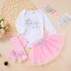 GRNSHTS Baby Girl My 1st Birthday Outfits Snowflake One Romper+Tutu Skirt+Leg Warmers With Headband 4Pcs Clothes Set(Light Pink#1,9-12M) view 2