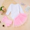 GRNSHTS Baby Girl My 1st Birthday Outfits Snowflake One Romper+Tutu Skirt+Leg Warmers With Headband 4Pcs Clothes Set(Light Pink#1,9-12M) view 3