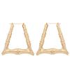 COLORFUL BLING Gold Tone Punk Chunky Link Chain Necklace with Large Hollow Bamboo Shaped Geometric Hoop Earrings Set Statement Jewelry Hip Hop Cool Rapper Accessories-A triangle view 3