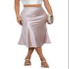ALCEA ROSEA Womens Satin High Waisted Silk A-line Wedding Elegant Elastic Midi Skirt (Rose Pink, X-Large)