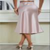 ALCEA ROSEA Womens Satin High Waisted Silk A-line Wedding Elegant Elastic Midi Skirt (Rose Pink, X-Large) view 3