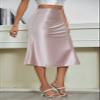 ALCEA ROSEA Womens Satin High Waisted Silk A-line Wedding Elegant Elastic Midi Skirt (Rose Pink, X-Large) view 4